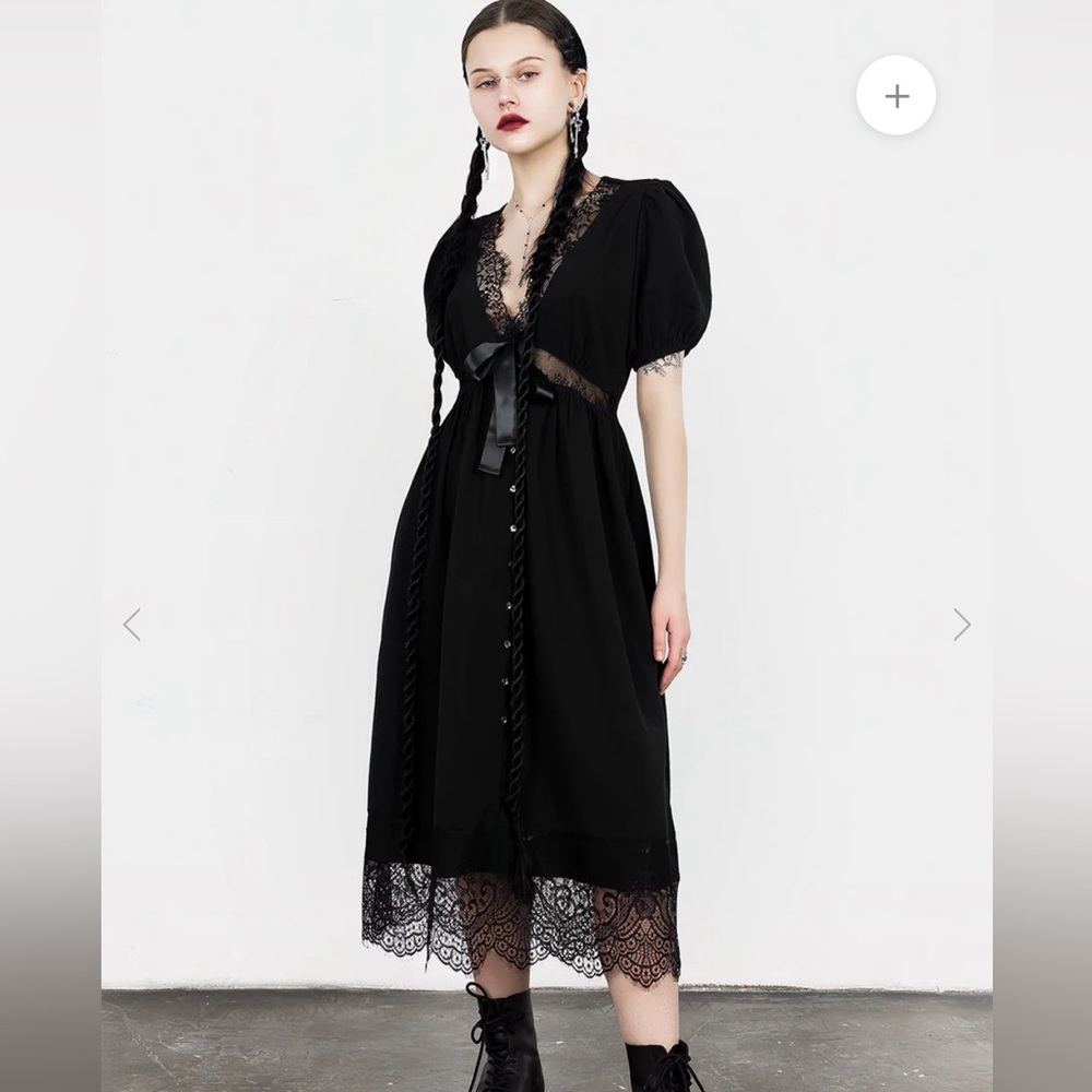 Disturbia Midi Black Mortuary Dress XS